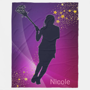 Lacrosse Gold Stars Purple Fleece Blanket