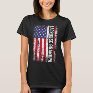 Lacrosse Grandpa American Flag Usa Patriotic T-Shirt