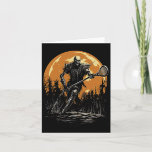 Lacrosse Halloween Skeleton Spooky Orange Moon Cos Card