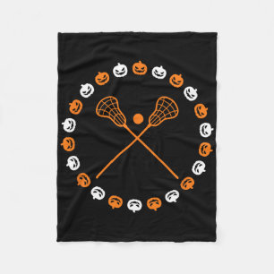Lacrosse Halloween Spooky Pumpkins Sports Autumn F Fleece Blanket