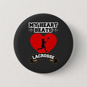 Lacrosse Heart Female Player Sport Passion Love 6 Cm Round Badge