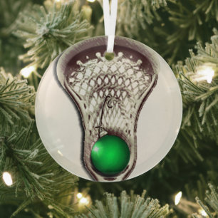 Lacrosse Holiday Gift Glass Tree Decoration