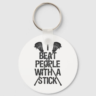 Lacrosse I Beat People With A Stick Funny Player C Key Ring