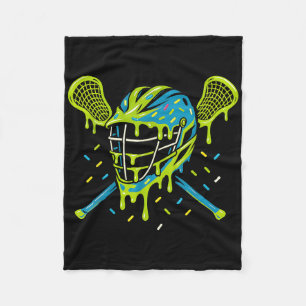 Lacrosse Ice Cream Drip Lax Boys Helmet Stick Yout Fleece Blanket