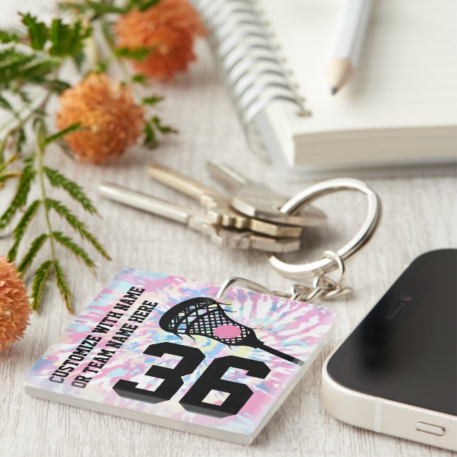 Lacrosse Jersey Number Team Sports Name  Key Ring (Front Right)