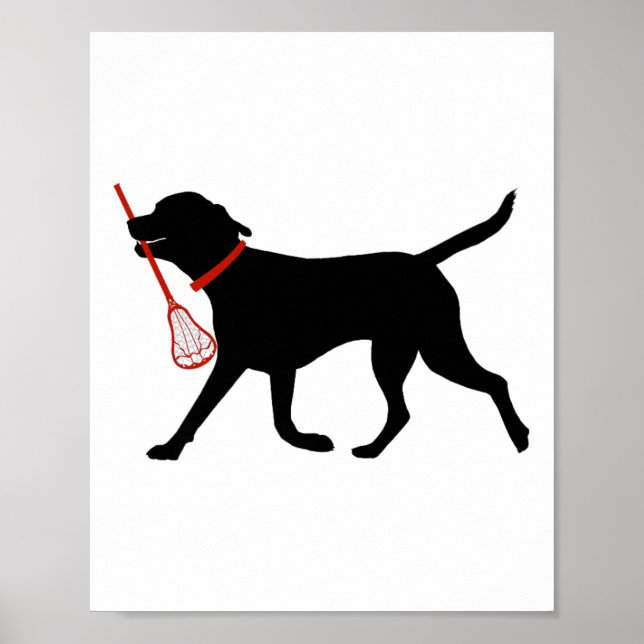 Lacrosse Labrador Fetch Lacrosse Stick Black Lab T Poster (Front)