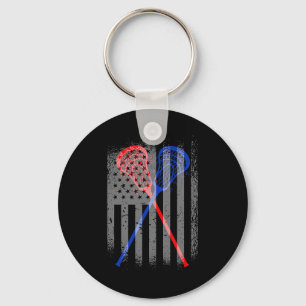 Lacrosse Lax American Flag 1  Key Ring