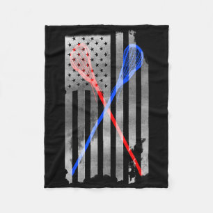 Lacrosse Lax American Flag Fleece Blanket
