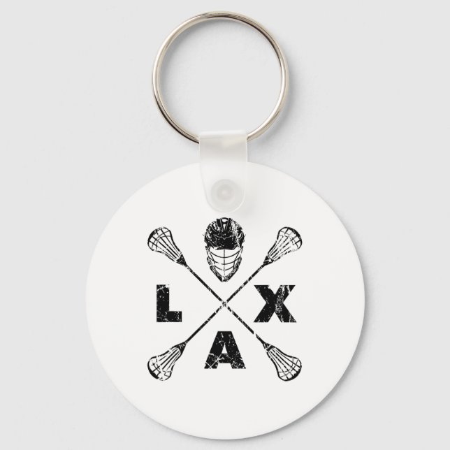 Lacrosse Lax Cross Axis Black Colorway  Key Ring (Front)