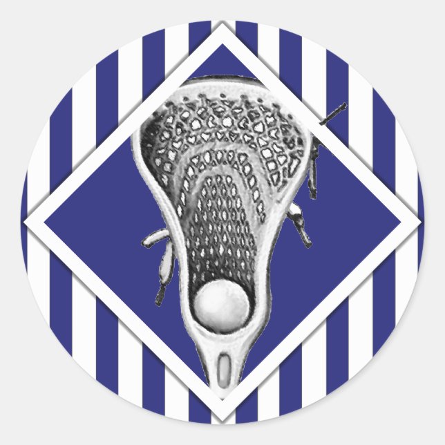 Lacrosse Lax Team Blue Classic Round Sticker (Front)
