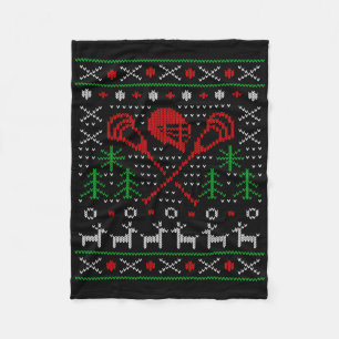 Lacrosse Lax Ugly Christmas Fleece Blanket