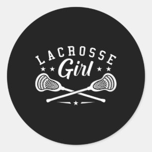 Lacrosse Lover Funny Lacrosse Girl Lax Lacrosse Fa Classic Round Sticker