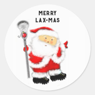 Lacrosse Merry Lax-mas Christmas Classic Round Sticker