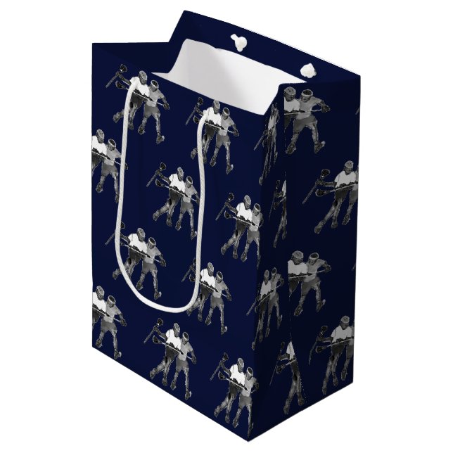 Lacrosse Navy Blue Medium Gift Bag (Front Angled)