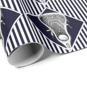 Lacrosse Navy Blue Sports Gift Wrapping Paper