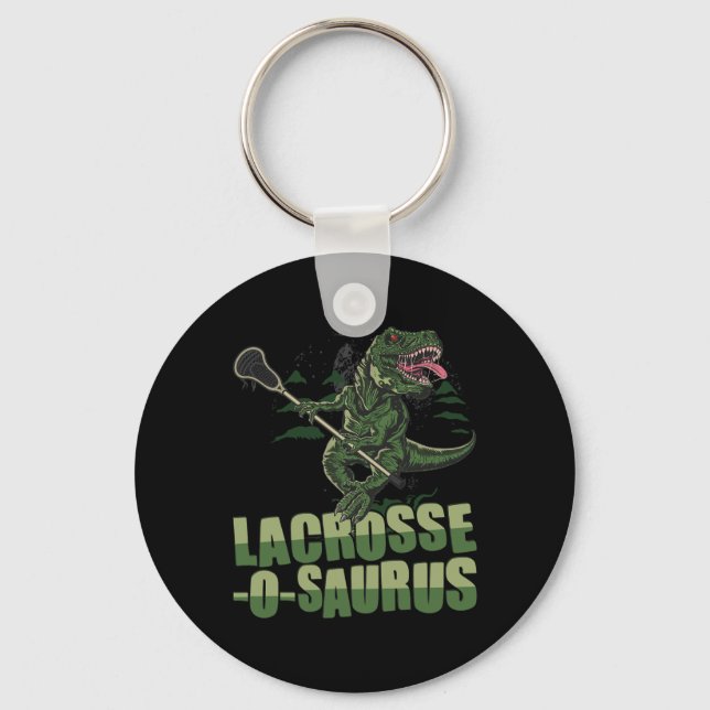 Lacrosse-o-saurus - Funny Lacrosse Player Lax Love Key Ring (Front)