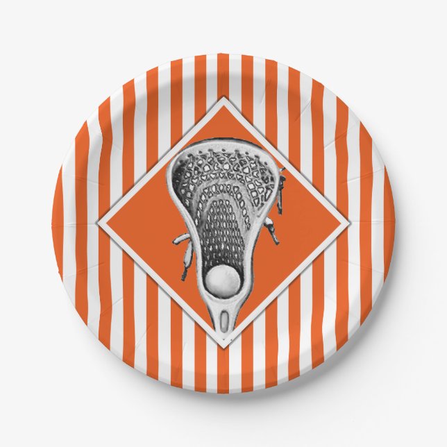 Lacrosse Orange Team Party Paper Plates (Front)
