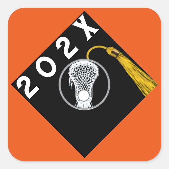 Lacrosse Orange Team Senior Night Square Sticker (Front)