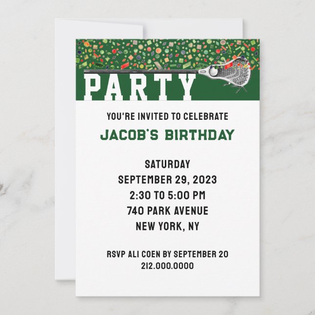 Lacrosse Party Invitation (Front)