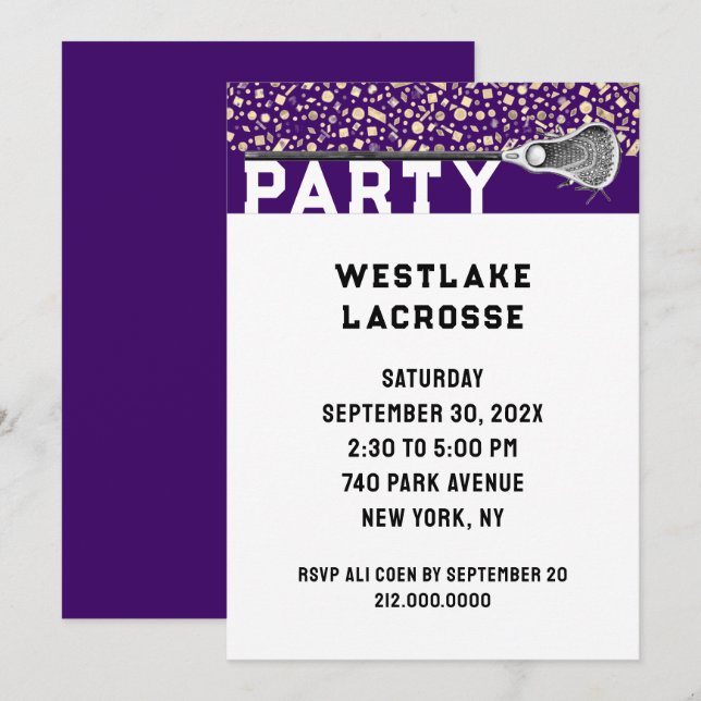 Lacrosse Party Invitation (Front/Back)