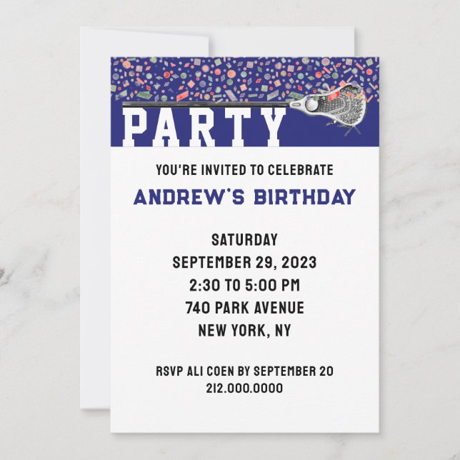 Lacrosse Party Invitation (Front)