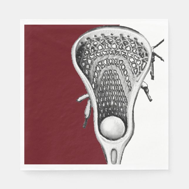 Lacrosse Party Maroon Napkin (Front)