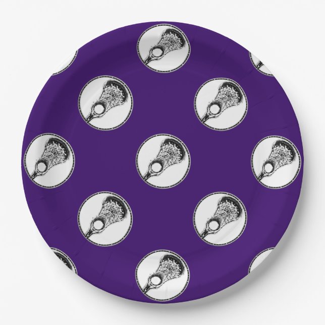 Lacrosse Party Purple Paper Plate (Front)