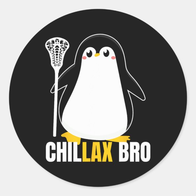 Lacrosse Penguin Funny Lax Team Lacrosse Christmas Classic Round Sticker (Front)