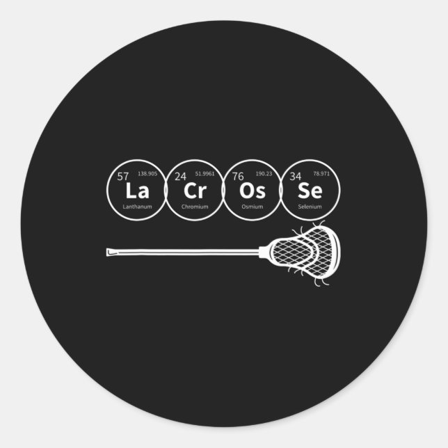 Lacrosse Periodic Table of Elements Chemistry Gift Classic Round Sticker (Front)
