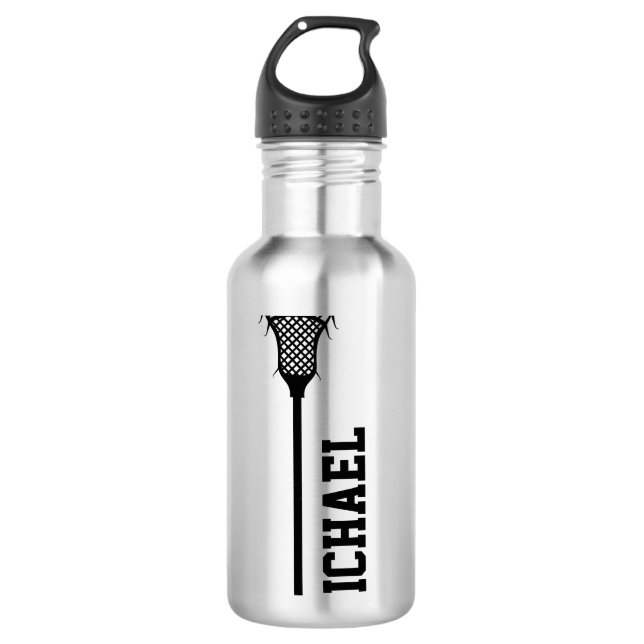 Lacrosse Personalised Name Black 710 Ml Water Bottle (Front)