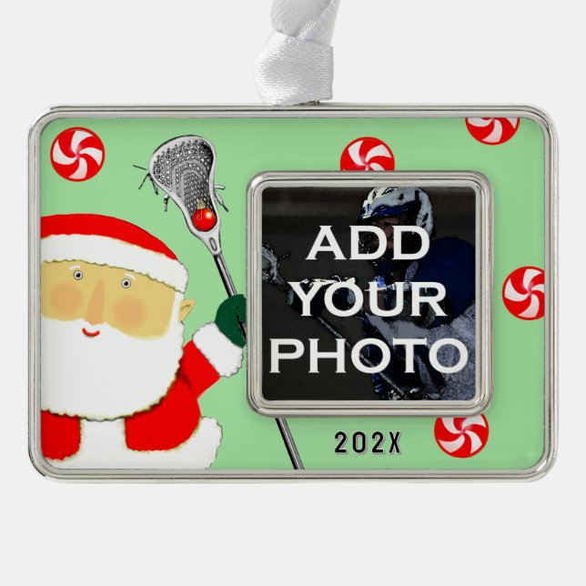 Lacrosse Photo Silver Plated Framed Ornament (Front)