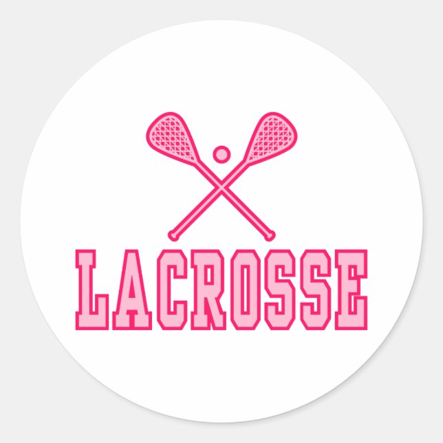 Lacrosse Pink Classic Round Sticker (Front)