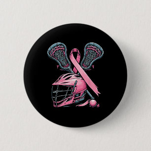 Lacrosse Pink Ribbon Breast Cancer Awareness Sport 6 Cm Round Badge