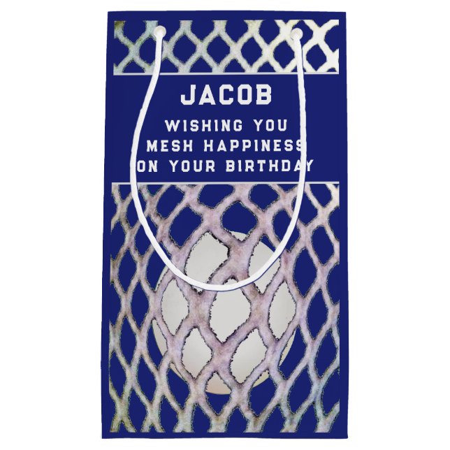 Lacrosse Player Blue Small Gift Bag (Front)