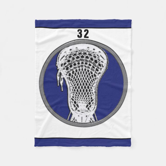 Lacrosse Player Blue Team Fleece Blanket (Front)