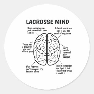 Lacrosse Player Brain Funny Lacrosse Joke Boys Gir Classic Round Sticker