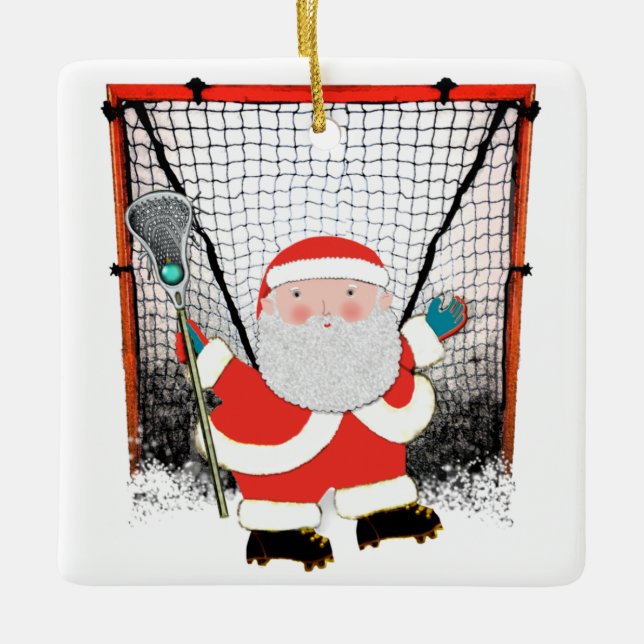 Lacrosse Player Collectable Ceramic Ornament (Front)