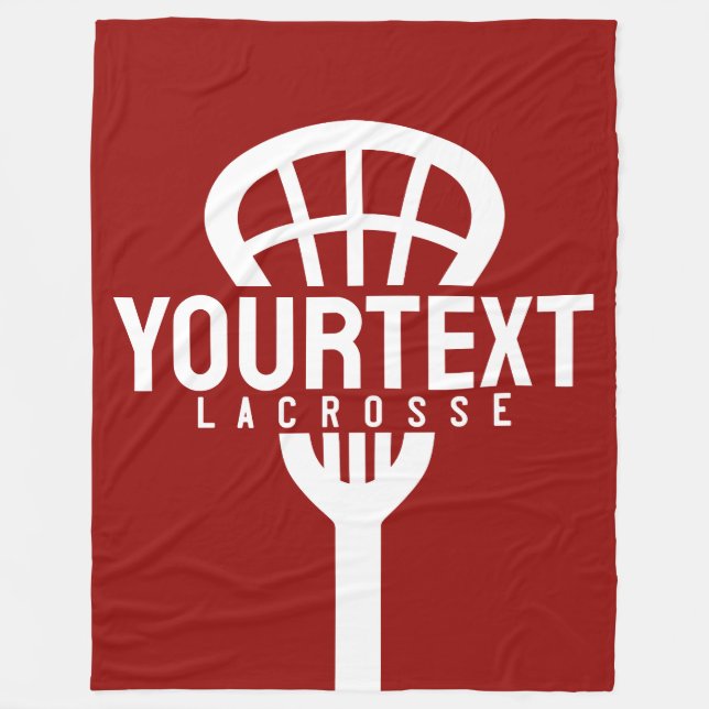 Lacrosse Player CUSTOM TEXT Team Mesh Sport Stick  Fleece Blanket (Front)
