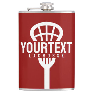 Lacrosse Player CUSTOM TEXT Team Mesh Sport Stick  Hip Flask