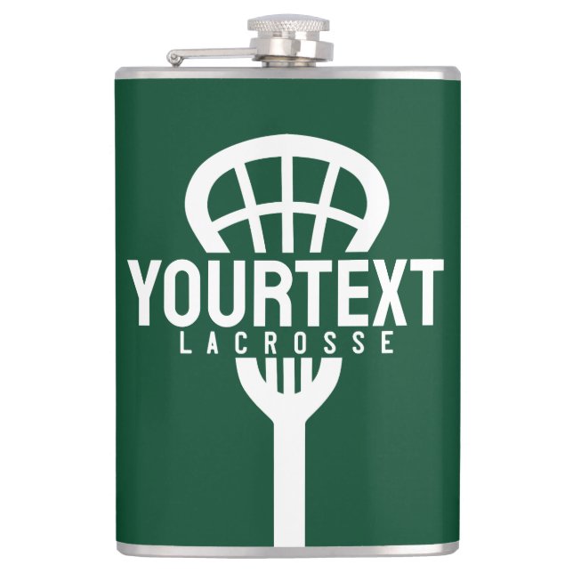 Lacrosse Player CUSTOM TEXT Team Mesh Sport Stick  Hip Flask (Front)