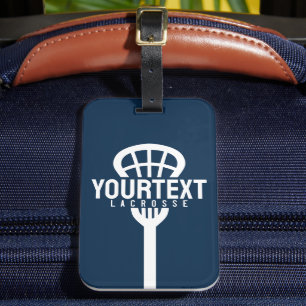 Lacrosse Player CUSTOM TEXT Team Mesh Sport Stick  Luggage Tag