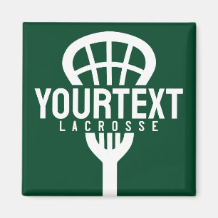 Lacrosse Player CUSTOM TEXT Team Mesh Sport Stick Magnet