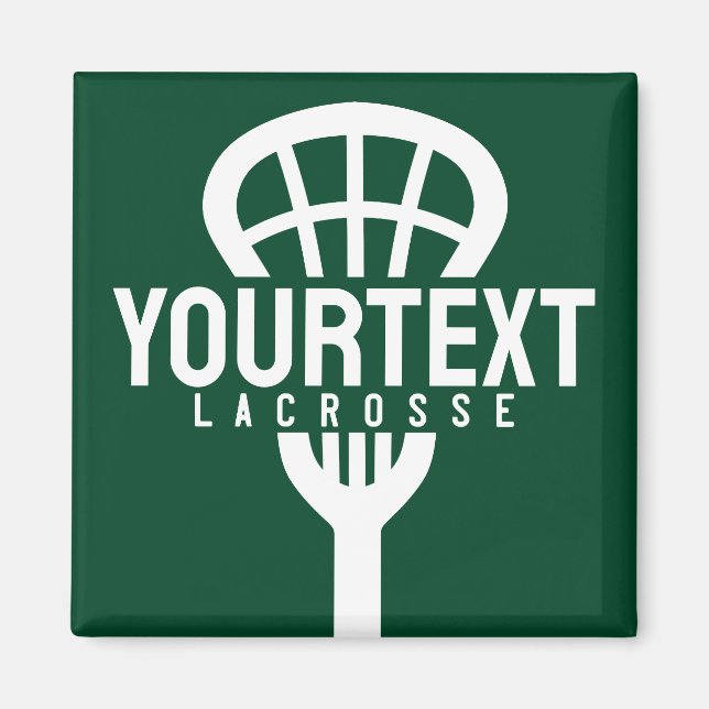 Lacrosse Player CUSTOM TEXT Team Mesh Sport Stick  Magnet (Front)