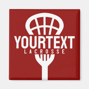 Lacrosse Player CUSTOM TEXT Team Mesh Sport Stick Magnet