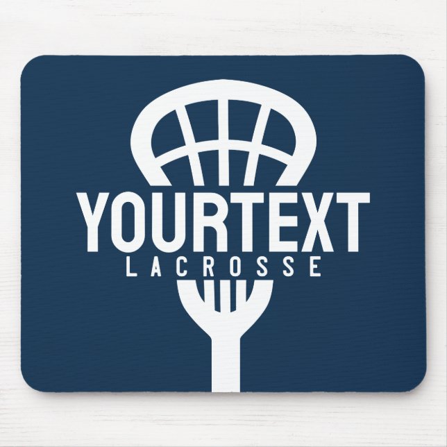 Lacrosse Player CUSTOM TEXT Team Mesh Sport Stick  Mouse Pad (Front)
