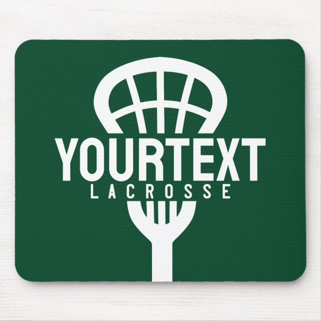 Lacrosse Player CUSTOM TEXT Team Mesh Sport Stick  Mouse Pad (Front)