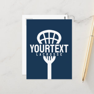 Lacrosse Player CUSTOM TEXT Team Mesh Sport Stick  Postcard
