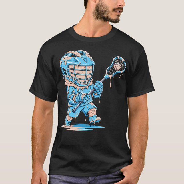 Lacrosse Player Drip Ice Cream Drip T-Shirt (Front)
