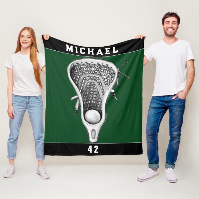 Lacrosse Player Fleece Blanket (In Situ)