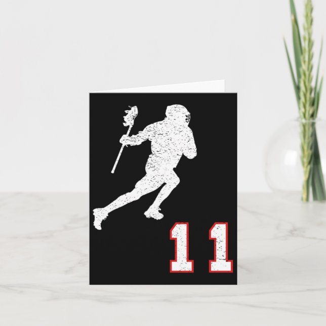 Lacrosse Player Gift Number 11 For Lacrosse Fans  Card (Front)